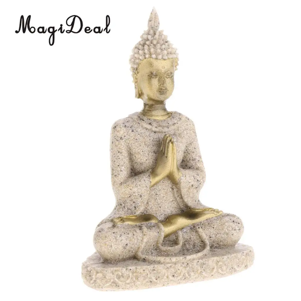 The Hue Sandstone Meditation Buddha Statue Sculpture Hand Carved Figurine Statue Home Decoration 