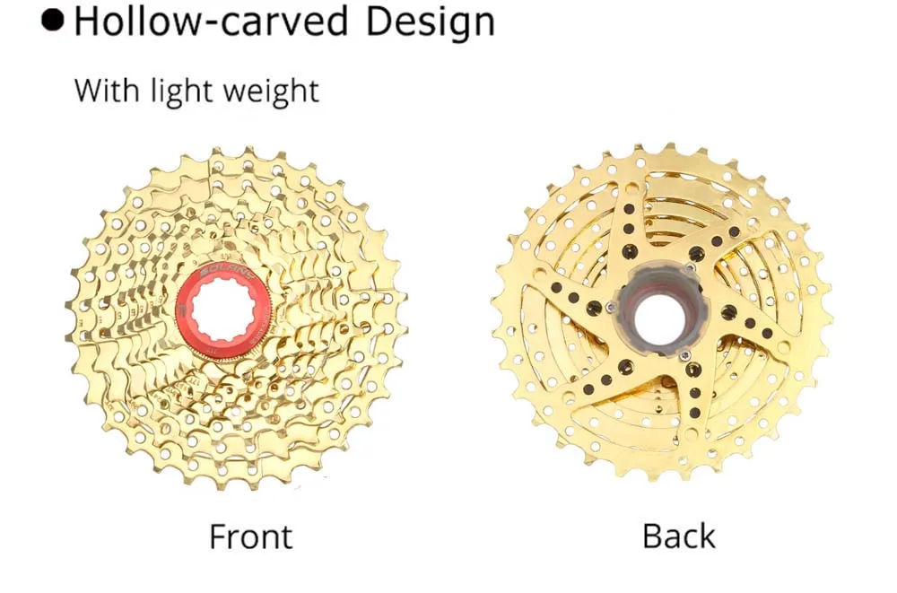 BOLANY 9 скоростей кассета 11-32T MTB велосипед свободного хода соотношение звездочки золото сталь горный велосипед Cassete части для Sram Shimano