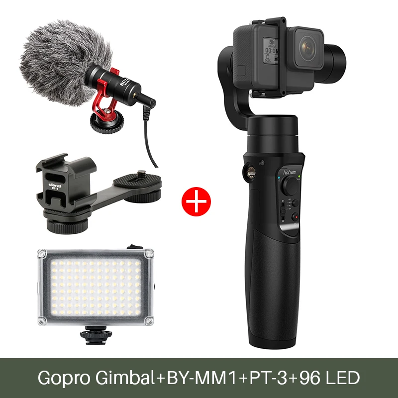 Hohem iSteady Pro 2 Mobile Plus 3 Axis Phone Gopro Gimbal для Gopro Hero 6 5 SJCAM стабилизатор для iPhone Andriod - Цвет: Gopro Mic LED Kit