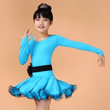 Girls Long Sleeves Latin Dance Dress Salsa Dance Dress Latin Ballroom Custome Tango Rumba Cha Cha Costume
