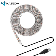 Васеда 5В USB Мощность Светодиодные ленты свет белый/WarmWhite 5050 SMD HD ТВ настольных ПК Экран Подсветка & светильник 0,5/1/2/3 м клейкие ленты