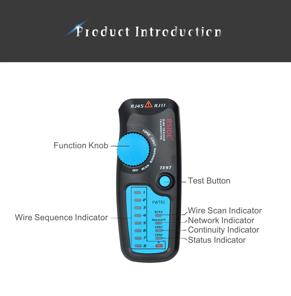 Bside FWT81 кабельный трекер RJ45 RJ11 телефонная сеть LAN ТВ электролиния Finder Тестер(упаковка из 7