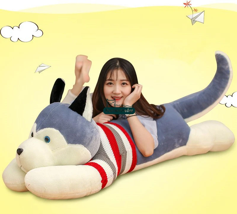 Dorimytrader Jumbo Плюшевые аниме Husky Dog Toy Giant Фаршированные мягкие животные Щенок Подушка Кукла Подарки для детей 4 Размеры DY60301