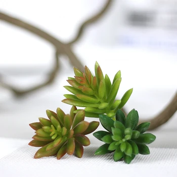 

50pcs/box 10cm Mini Artificial Green succulent plants fake Flower DIY Decorative Flower Home home party store Decoration 1pcs
