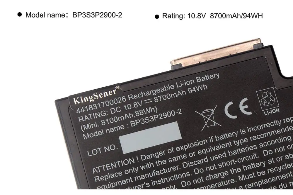 KingSener BP3S3P2900 2 мультимедиа батарея Bay для Getac B300 прочный ноутбук 3ICR19 66 3 P 441831700026 10 8 V