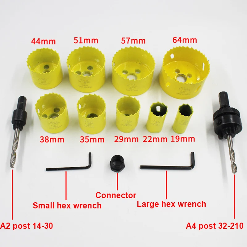 

13 Pcs Hole Saw Cutter Kit Bi-Metal Hole Saw Blades Drill Arbor for Metal Wood Holes Cutting MAL999