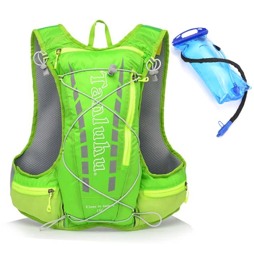 Green with bladder ULTRA-TRI легкий тренировочный рюкзак для бега на открытом воздухе, Спортивная тренировочная сумка, гидратационный жилет - Цвет: Green with bladder