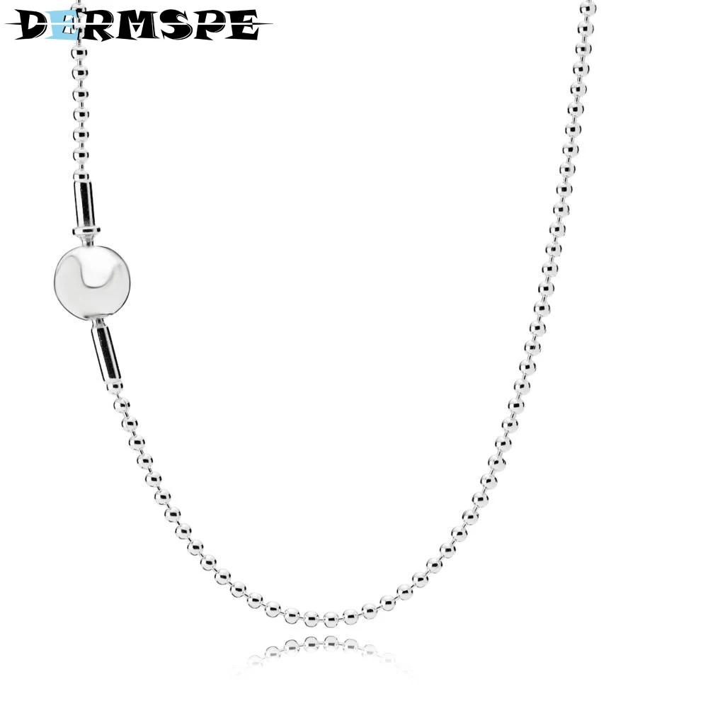 

DERMSPE 925 Sterling Silver ESSENCE BEADED SILVER NECKLACE Fit Charm Diy Original Woman Gift 596005 Merry Christmas Jewelry