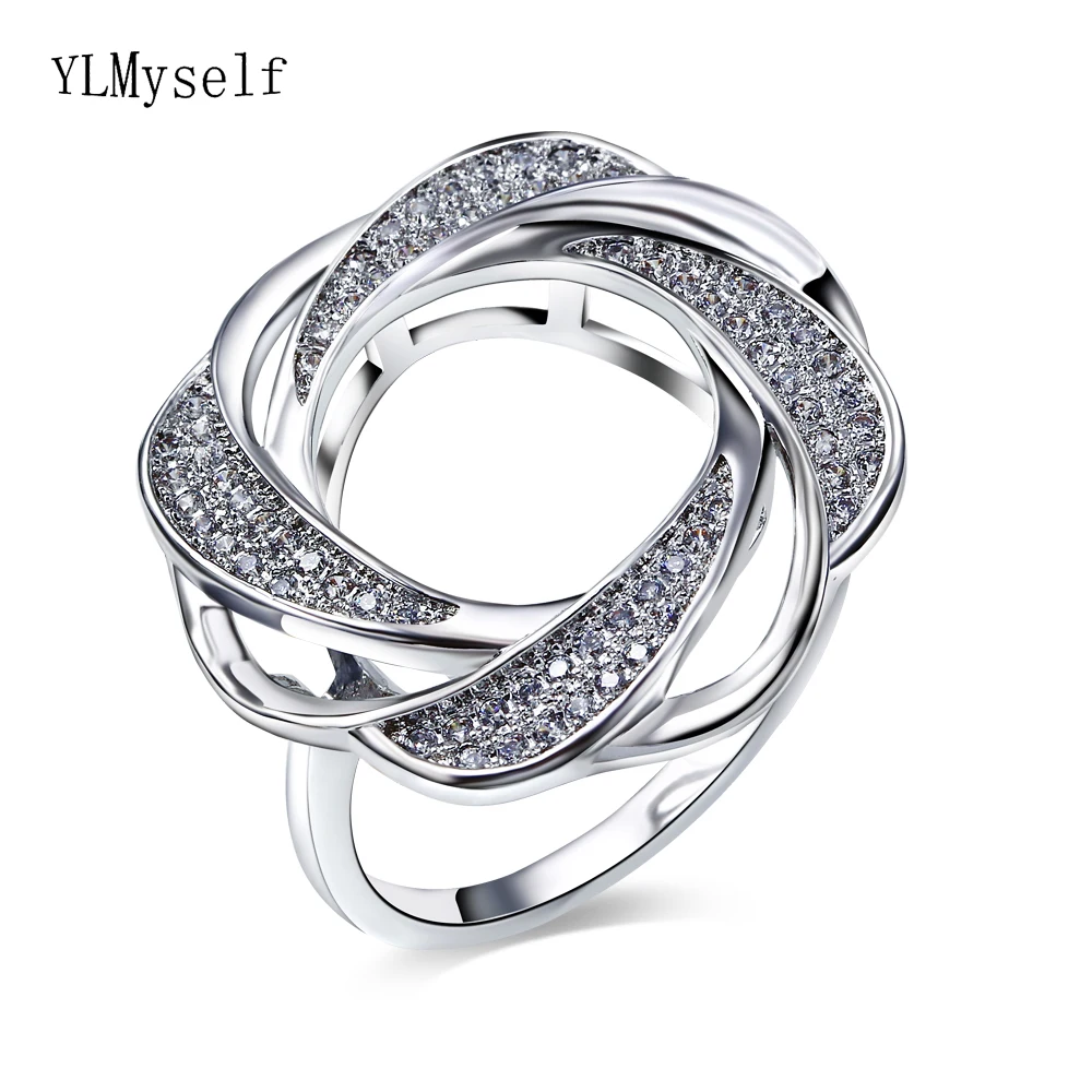 

Trendy designer rings White/Gold plate jewelry female high quality jewellery shiny crystal women charming finger ring