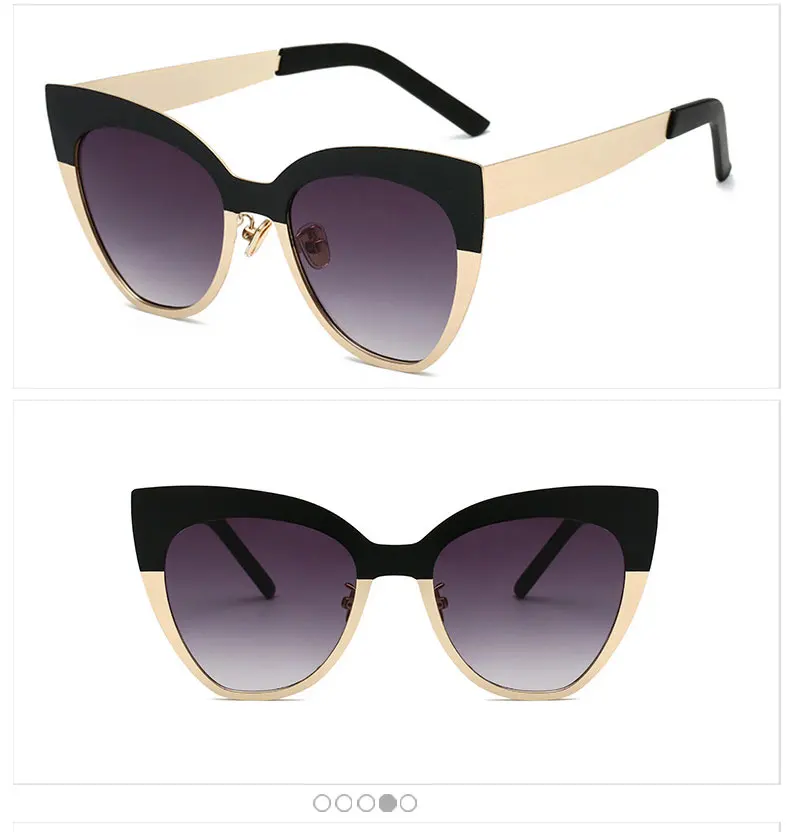 Королевские женские солнцезащитные очки кошачий глаз, фирменный дизайн, черная белая металлическая оправа, мужские градиентные очки UV400 ss691