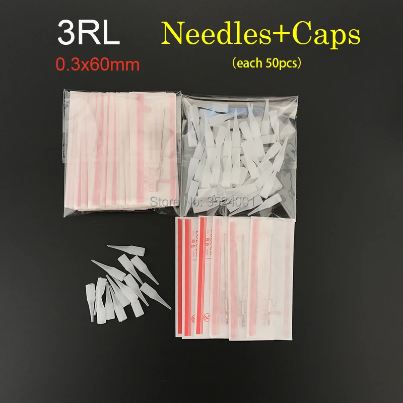 

3R 0.3*60mm (needles + tips each 50pcs ) Promotional Professional Permanent Makeup Machine Needles With Tips Caps Free Shipping