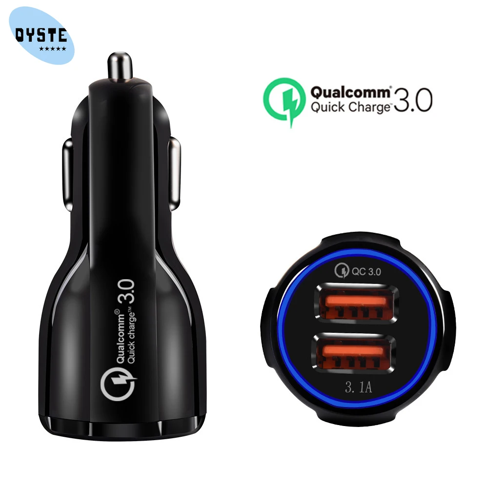 

3.1A Car Micro USB Charger Quick Charge 3.0 Mobile Phone Charger 2 Port USB Fast Car Charger for iphone ios Android Phone QC 3.0