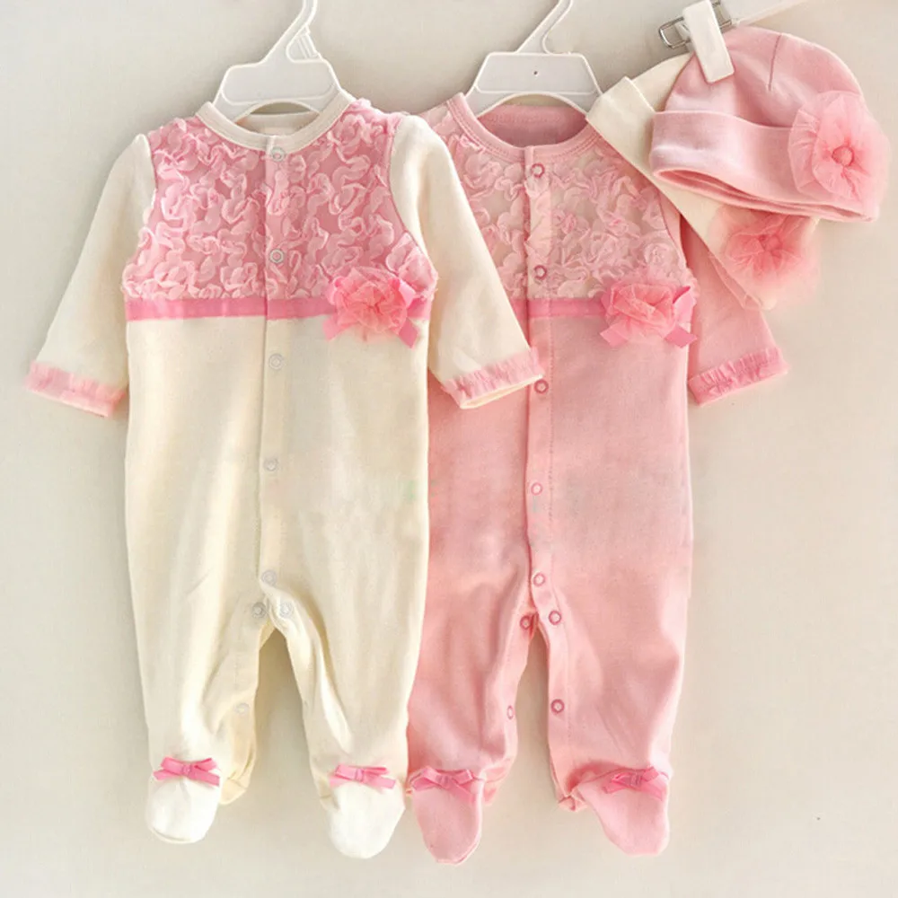 

Toddler Infant Overalls Baby Girl Clothes Newborn Infant Baby Girls Cap Hat+Romper Bodysuit Playsuit Clothing Set Outfit
