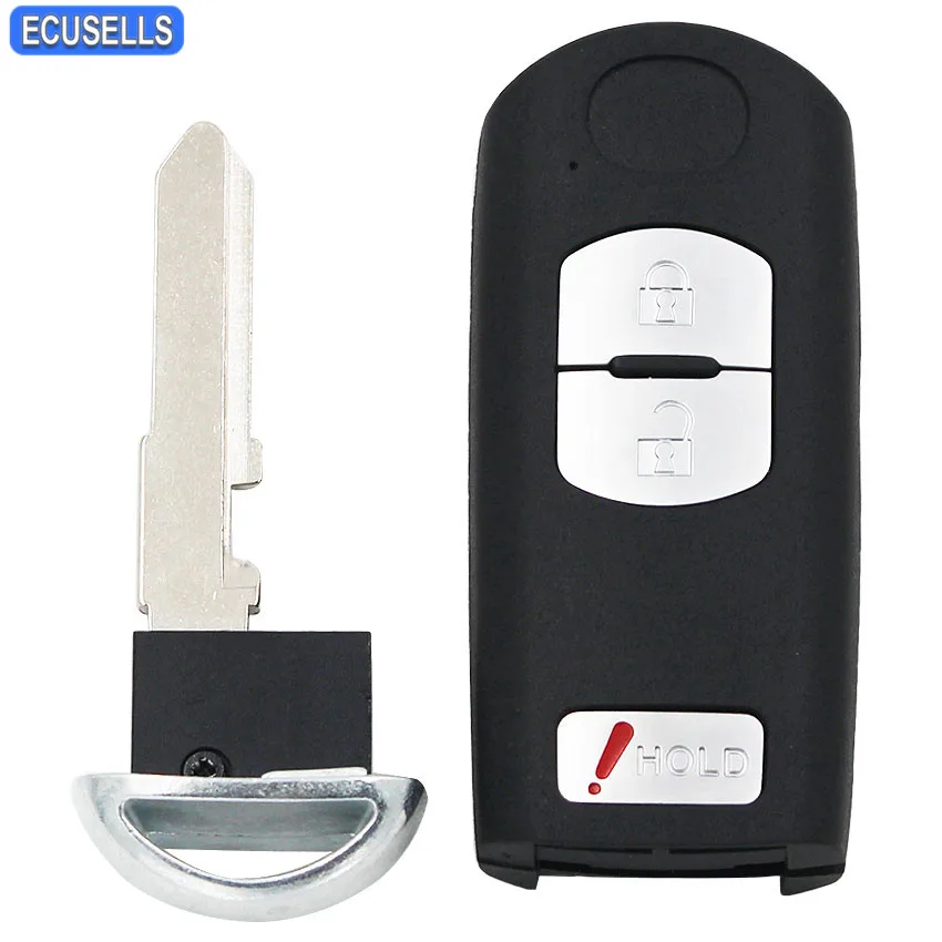 

2+1/3 Button Remote Key Shell Case Smart Car Key Housing For Mazda 3 5 6 CX-5 CX-7 CX-9 MX-5 Miata with Insert Key Uncut Blade