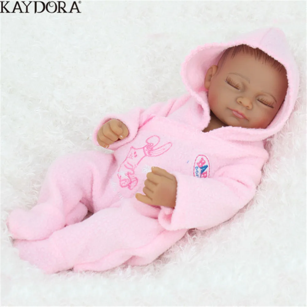 KAYDORA 10 дюймов полный силиконовый корпус Reborn baby girl Кукла Новорожденные черные куклы спящие живые реалистичные африканские мягкие игрушки