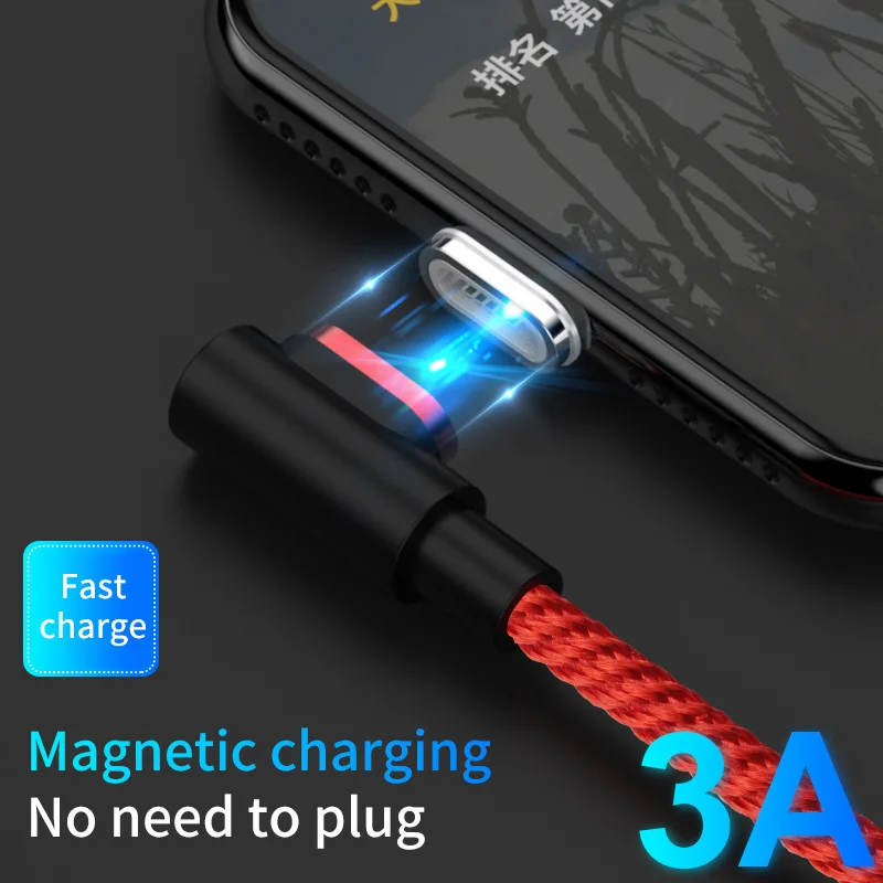 Магнитный кабель Micro USB кабель 90 DegreeType C Быстрая зарядка для samsung S8 S9 huawei P20 P30 USB C Microusb кабель для передачи данных