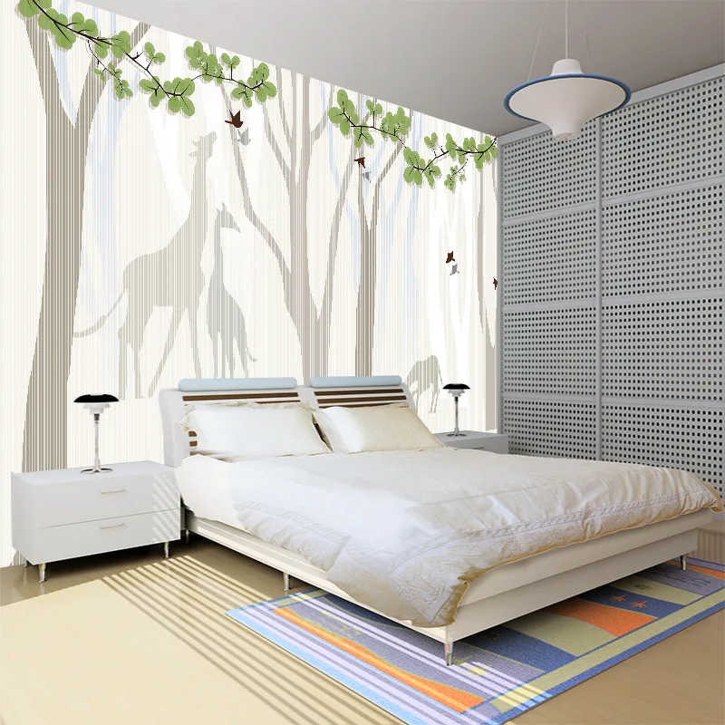 

Can be customized large mural 3D chinese style Fresh and elegant background wallpaper Abstract Forest