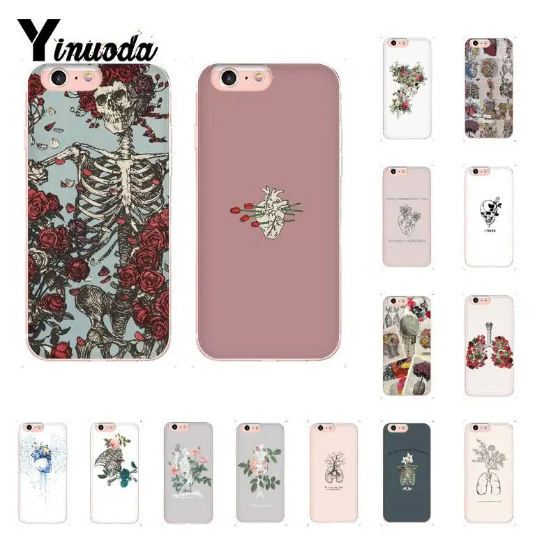 Yinuoda искусство красивый Tumblr новый эстетический череп Floar Phonecase для iPhone8 7 6 6S Plus 5 5S SE