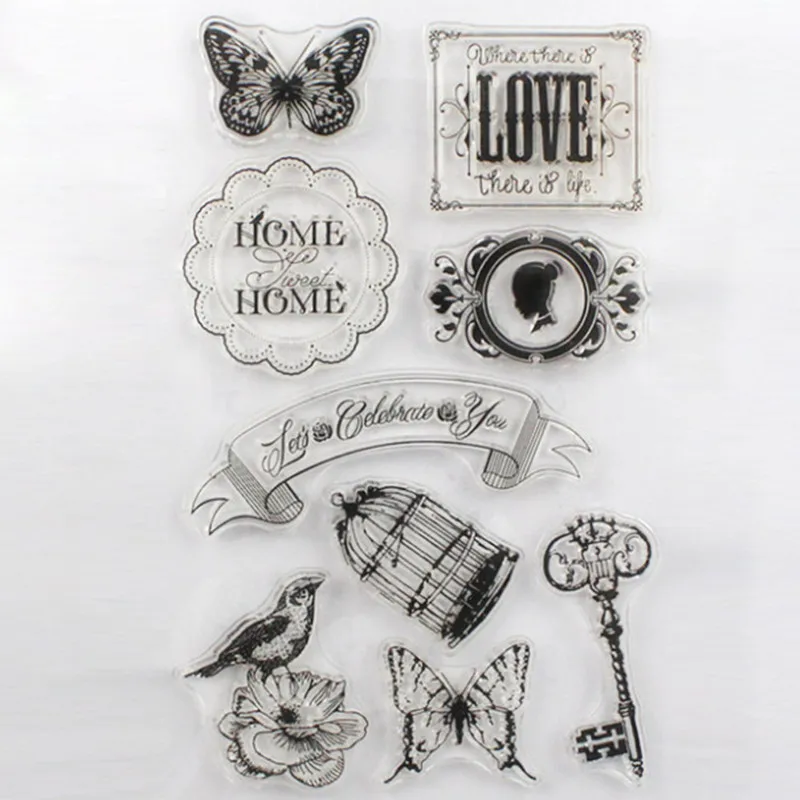 

1pc Transparent Clear Silicone Stamp Seal for DIY Scrapbooking Photo Album Decorative Clear Stamps Sheets Butterfly/Bird/Flower