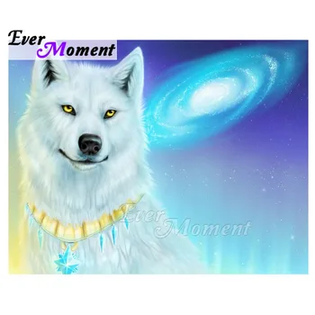 

Ever Moment Diamond Painting White Wolf Galaxy Handmade Full Square Drill 5D DIY Picture Of Rhinestone Diamond Embroidery 3F1840