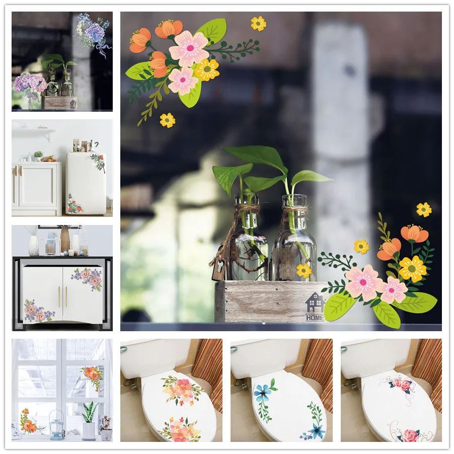 Buy Plant flower window Wall Sticker Toilet Stickers