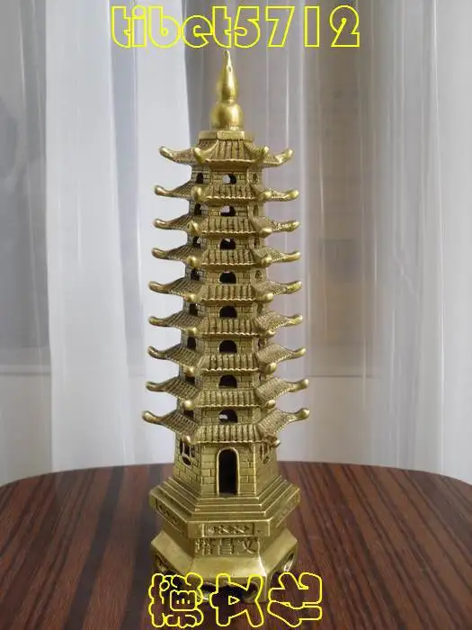 

Tibetan Buddhist Temple worship bronze pagoda Wenchang Tower 23 cm 0.6KG Garden Decoration 100% real Brass Bronze