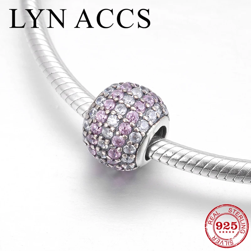 

Hight quality Dazzling Pink Zircon 925 Sterling Silver fine Beads for Women Jewelry making Fit Original Pandora Charm Bracelet