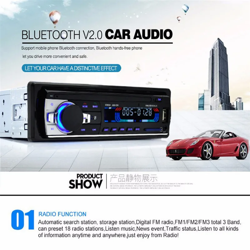 1X Автомобильный Bluetooth Радио стерео головное устройство плеер MP3/USB/SD/AUX-IN/FM In-dash 1 Din FM Aux вход с ISO портом авто аксессуары