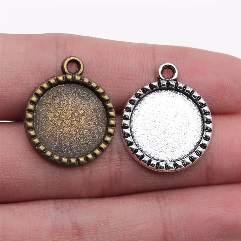 

20pcs 16mm Inner Size Antique Bronze Antique Silver Color Cabochon Pendant Setting Blank Pendants For Jewelry Making