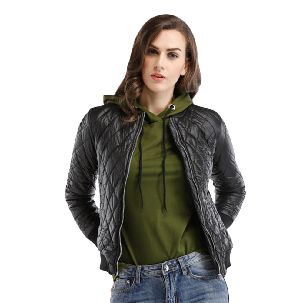 Kenancy Autumn Winter Women Cotton Parkas Slim Pockets Zipper Casual