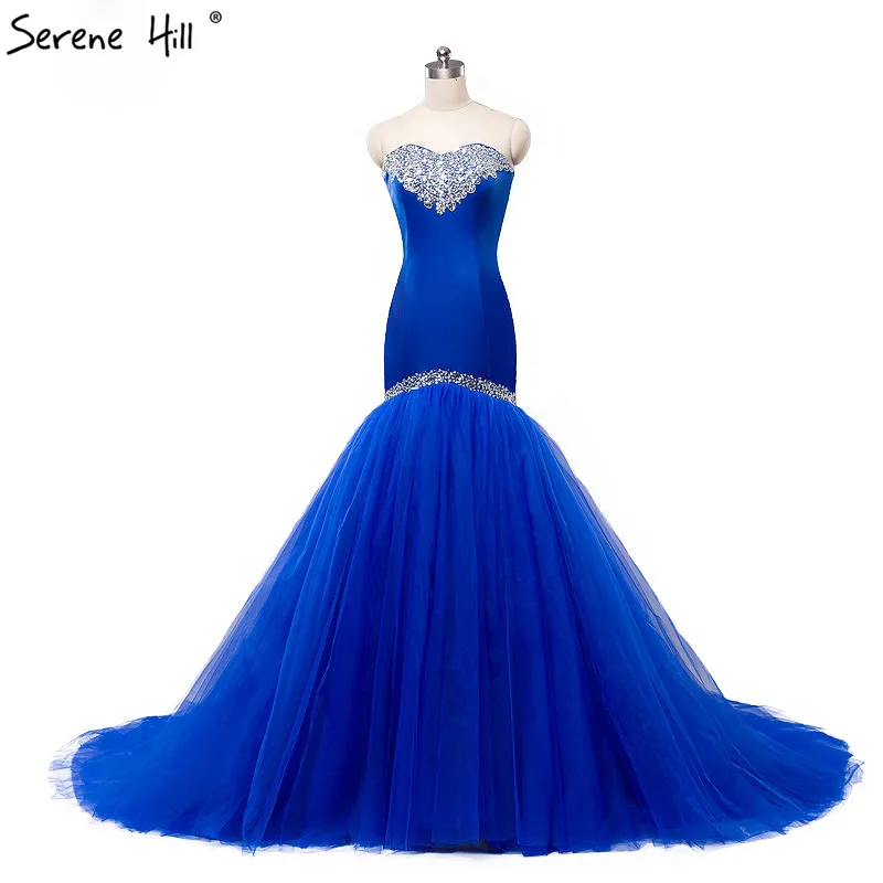 

2019 Real Photo Blue Elegant Bodice Lace Up Diamond Mermaid Wedding Dress Bridal Gowns Robe De Mariage Rouge HA2028