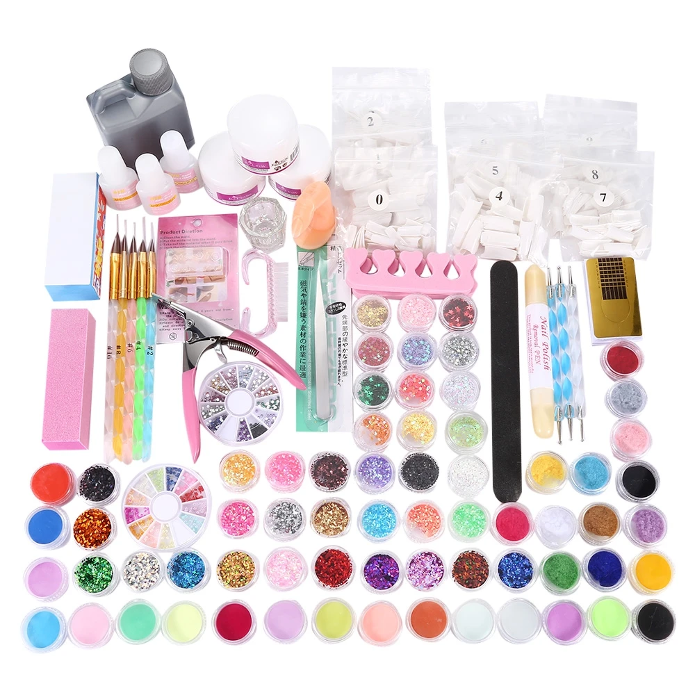 Manicure Set DIY Nail Buffer Acrylic Glitter Powder Pen for Crystal ...