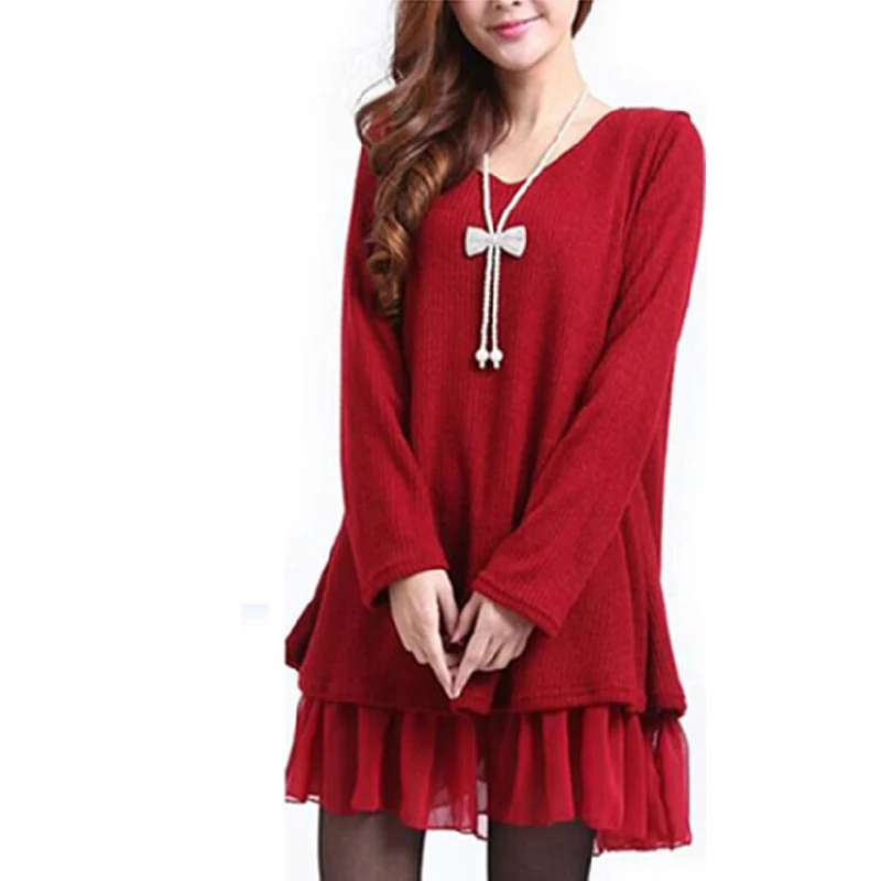 2019 New Winter Sweaters Dress Women Big Oversized Knitted Chiffon Pullovers Plus Size L~4XL Long Sweater Casual Knitwear Poncho | Женская