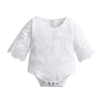 

1PC White Baby Girls Lace Baptism Outfit Baby Girl Romper Infant Newborn Girl Clothes 0-24months