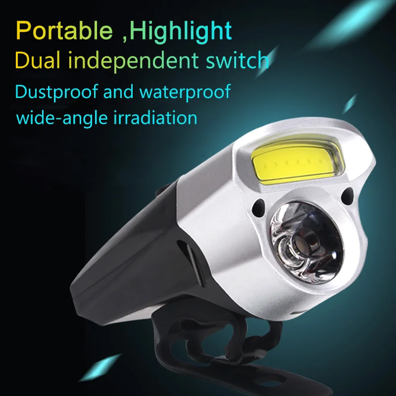 

Bike USB Rechargeable Bicycle Light Double Lamp Beads Waterproof Bright Handlebar Bike Headlight ASD88