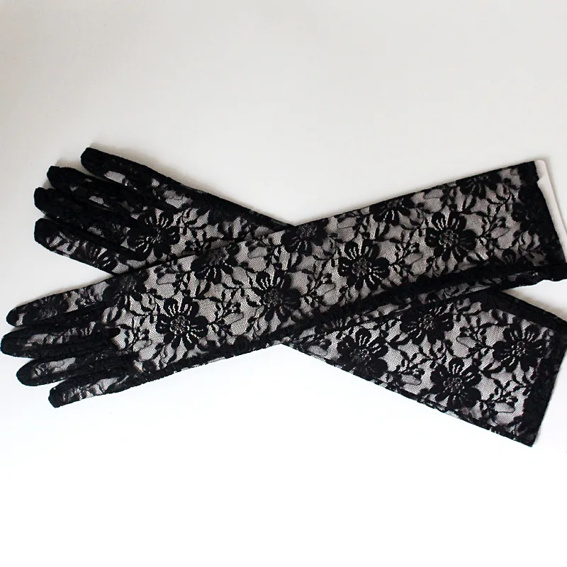 2 цвета модные сексуальные женские кружевные перчатки варежки для вечерние аксессуары черные белые перчатки длиной до локтя, анти-УФ перчатки для вождения от солнца