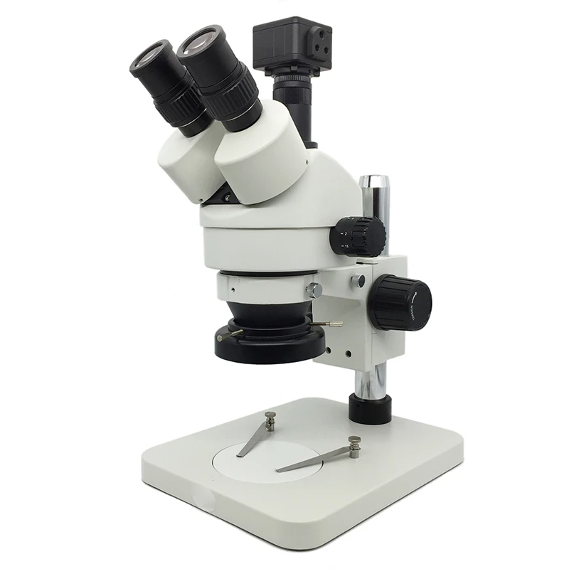 

7X-90X Illuminated Table Pillar Stand Professional Stereo Zoom Microscope with LED Ring Light 5.0MP USB Camera 2X Barlow Lens