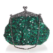 Зеленый китайский женский свадебный вечерний клатч с бисером и блестками, сумочка для невесты, вечерние сумочки, косметичка, 03162-N
