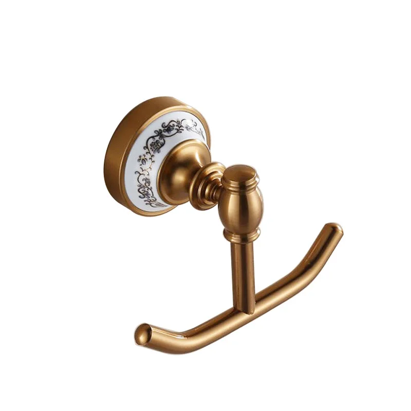 Vintage Blue White Aluminum Double Robe Hooks Coats Towel Hanger Rack