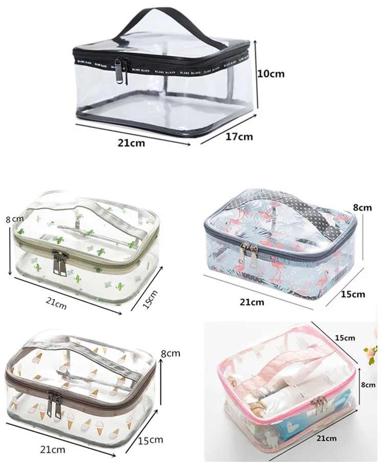 PVC Transparent Waterproof Cosmetic Toiletry Bag Women Travel Necessary Clear Make up Pouch Beauty Vanity Wash Organizer Cases