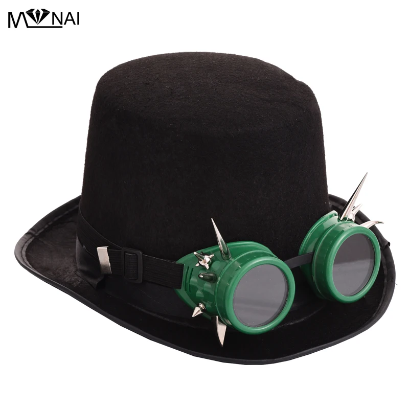 Стимпанк заклепки очки шляпа ретро панк шляпы для косплея шипы Fedoras шляпа для мужчин/женщин Аксессуары для вечеринки в стиле Хэллоуин