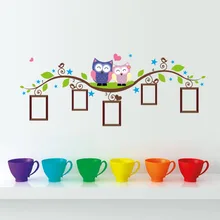 Совы фото наклейки на стену в раме украшение дома bedrrom наклейки на стену в виде животных Фреска Искусство гостиной мультфильм цветок лоза zooyoo1021