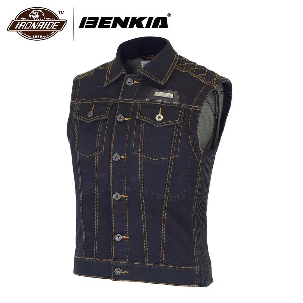 

BENKIA Women Motorcycle Jacket Riding Denim Jacket Vest Jean Jacket Protector Spring Summer Autumn Sleeveless Jaqueta Motoqueiro