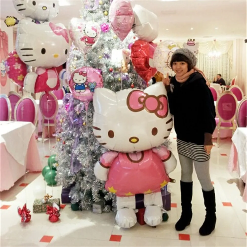 70*114 см надувные шары из алюминиевой фольги Hello Kitty воздушные для свадьбы и дня