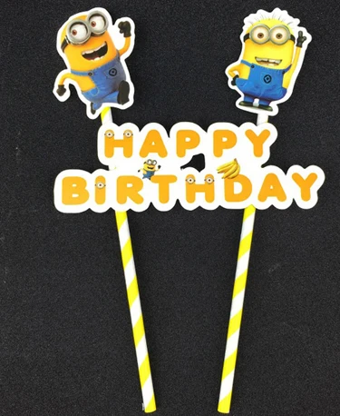 1 Набор «С Днем Рождения» Микки Маус мультфильм торт Топпер кекс флаг бумага соломинки детский душ на день рождения выпечка торта, украшение для вечеринки - Цвет: 8