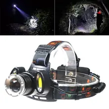 4 Modes 3-LED Headlamp Outdoor Flashlight T6 + 2COB Headlight Adjustable Zoom