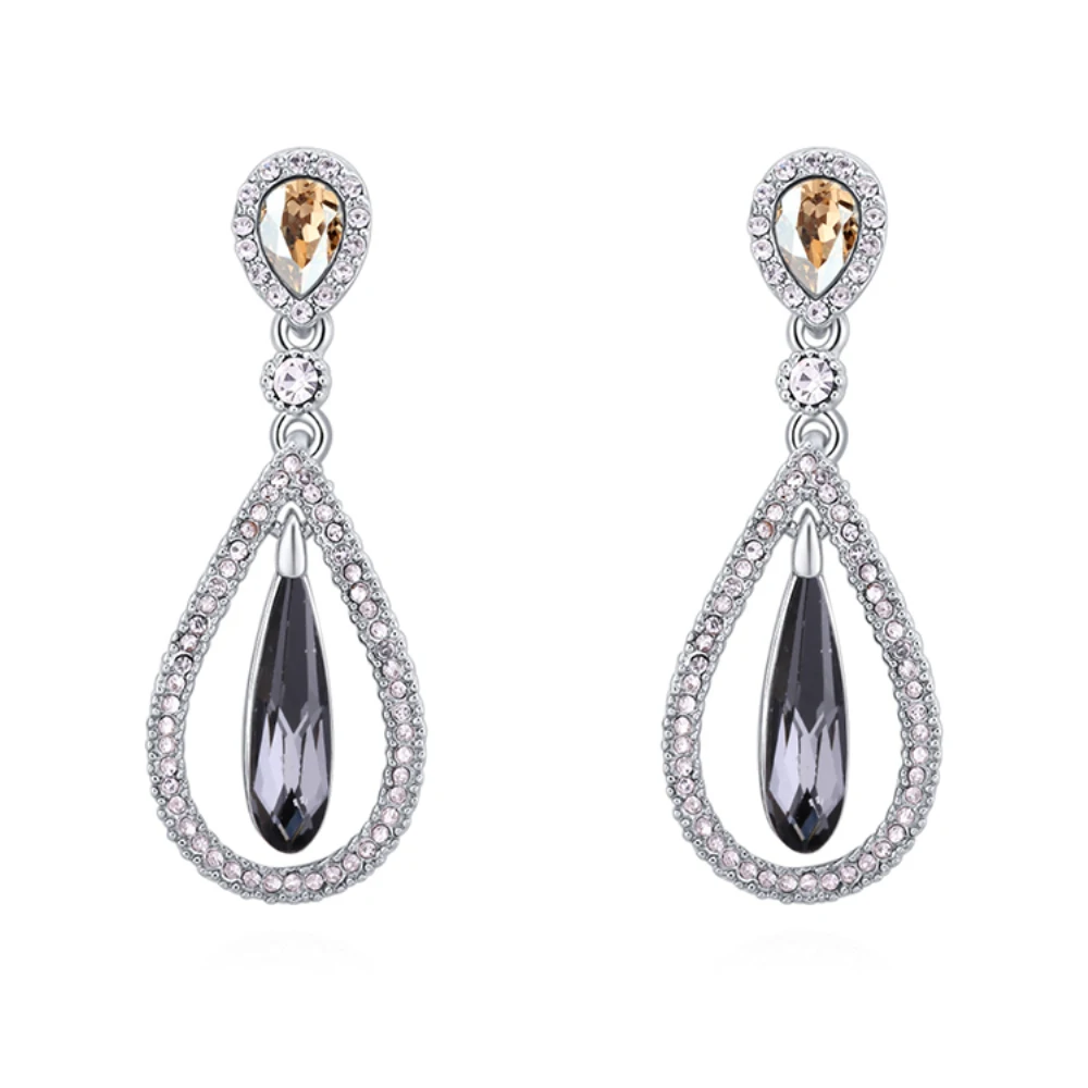 Очаровательные модные серьги-подвески с родиевым покрытием кристаллами Swarovski