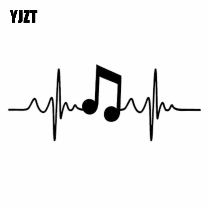 

YJZT 16.8CM*6.8CM Music Heart Window Vinyl Decal Dazzling Car Sticker Black/Silver C27-0056