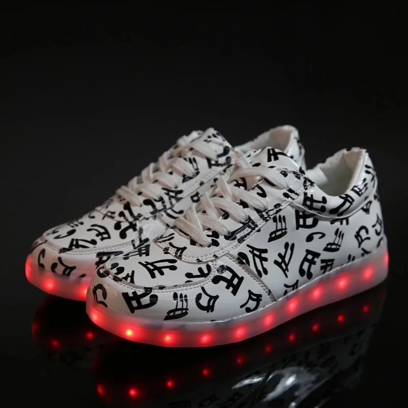 Светящиеся светодиодные кроссовки UncleJerry с музыкальными нотами для мальчиков