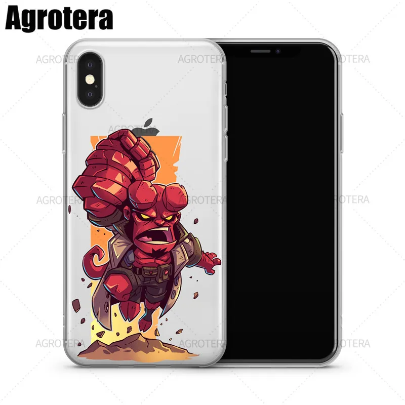 

Agrotera Clear TPU Case Cover for iPhone 6 6s 7 8 Plus X XS Max XR Hellboy Anung Un Rama Superhero